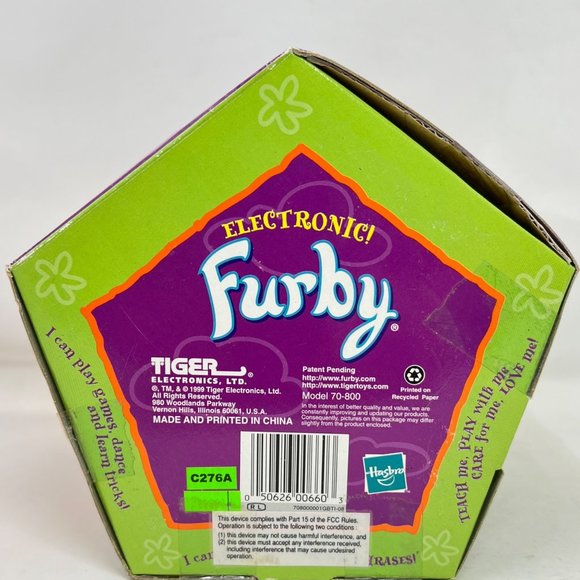 Furby Vintage‎ 1999 Raccoon Silver Gray Stripe - Brown Eyes - Factory Sealed Box - Picture 9 of 10